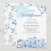 Wildblume Boho Aquarell Blue Floral Baby Showe Einladung (Vorne/Hinten)