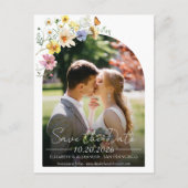 Wildblume | Boho Arch Foto Save the Date Postkarte (Vorderseite)