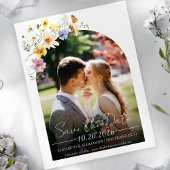 Wildblume | Boho Arch Foto Save the Date Postkarte