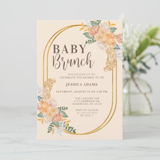Wildblume Boho Baby Brunch Einladung (Stehend Vorderseite)