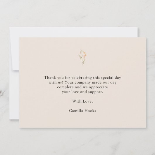 Wildblume Boho Baby Dusche Danke Karte (Rückseite)