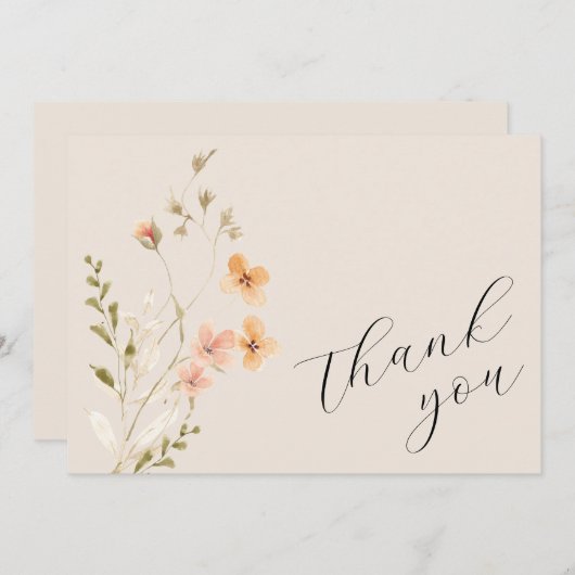 Wildblume Boho Baby Dusche Danke Karte (Vorne/Hinten)