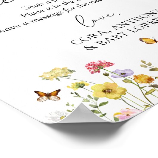 Wildblume Boho Baby Dusche Foto Gästebuch Untersch (Ecke)