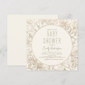 Wildblume Boho Baby Dusche Gold Moderne Einladung (Vorne/Hinten)