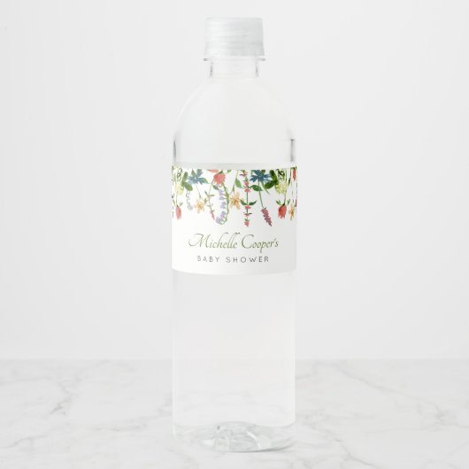 Wildblume Boho Baby Dusche Wasser Flasche Etikett (Vorderseite)