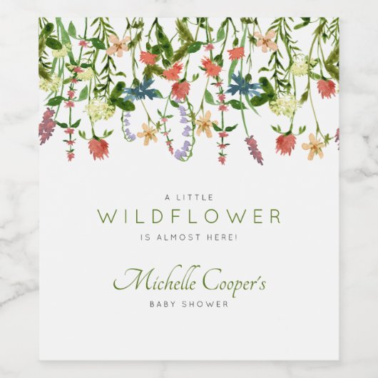 Wildblume Boho Baby Dusche Weinetikett (Einzelnes Label)