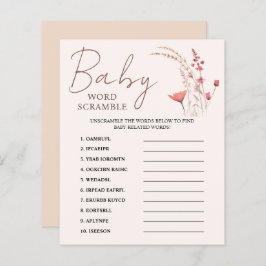 Wildblume Boho Baby Dusche Word Scramble Game