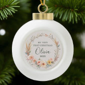 Wildblume Boho Baby First Christmas Personalisiere Keramik Kugel-Ornament