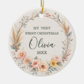 Wildblume Boho Baby First Christmas Personalisiere Keramik Ornament (Vorne)