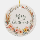 Wildblume Boho Baby First Christmas Personalisiere Keramik Ornament (Hinten)