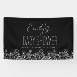 Wildblume Boho Baby Shower Black Elegant Banner