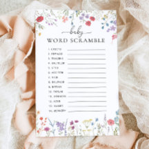 Wildblume Boho Baby Shower Game Word Scramble