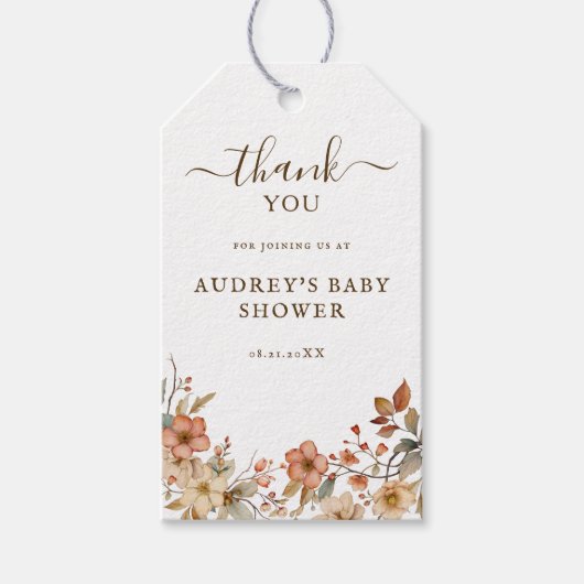 Wildblume Boho Baby Showmarke Geschenkanhänger (Vorderseite)