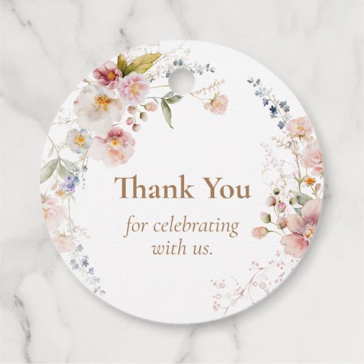 Wildblume Boho Babydusche Danke Geschenkanhänger (Rückseite)