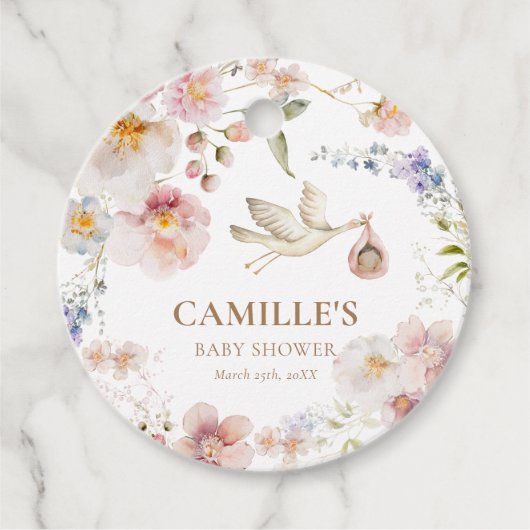 Wildblume Boho Babydusche Danke Geschenkanhänger (Vorderseite)