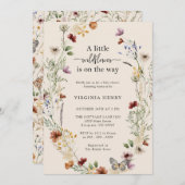 Wildblume Boho Babydusche Einladung (Vorne/Hinten)