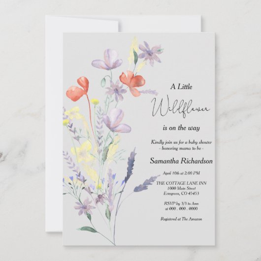 Wildblume Boho Babydusche Einladung (Vorderseite)