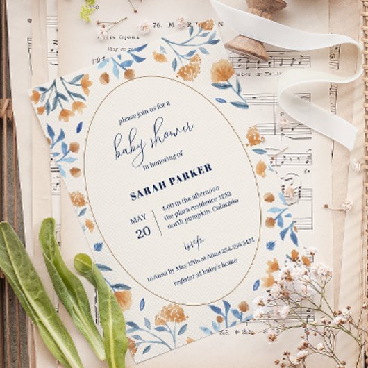 Wildblume Boho Babydusche Einladung