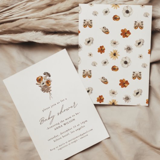 Wildblume Boho Babydusche Einladung