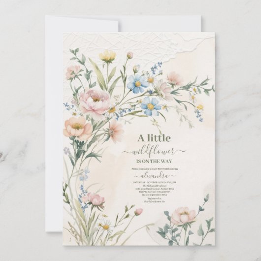 Wildblume Boho Babydusche Einladung (Vorderseite)