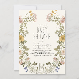 Wildblume Boho Babydusche Elegant Moderne Einladung