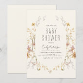 Wildblume Boho Babydusche Elegant Moderne Einladung (Vorne/Hinten)