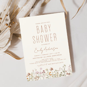 Wildblume Boho Babydusche Elegant Moderne Einladung