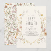 Wildblume Boho Babydusche Elegant Moderne Einladung (Vorne/Hinten)