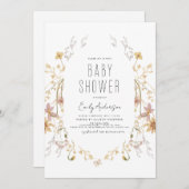 Wildblume Boho Babydusche Elegant Moderne Einladung (Vorne/Hinten)