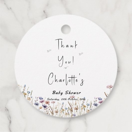 Wildblume Boho Babydusche Geschenkanhänger (Rückseite)