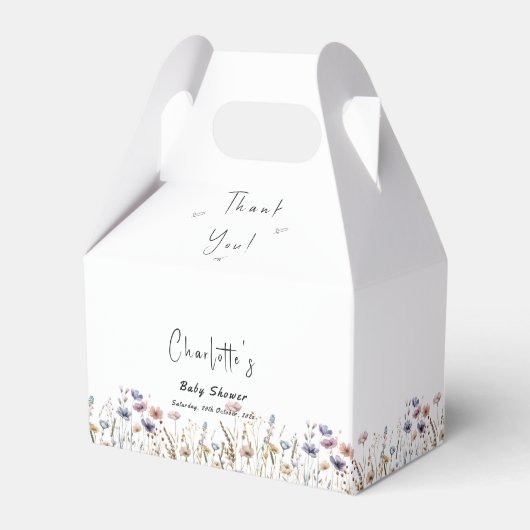 Wildblume Boho Babydusche Geschenkschachtel (Rückseite)