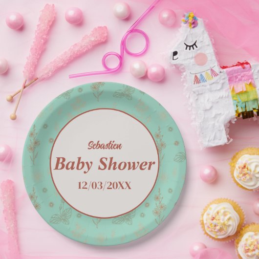Wildblume Boho Babydusche Papiertüte Pappteller (Party)