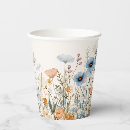 Wildblume Boho Babydusche Pappbecher (Vorderseite)