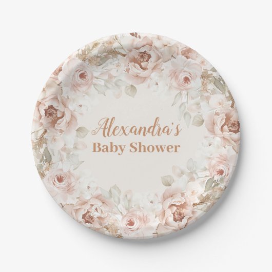 Wildblume Boho Babydusche Pappteller (Vorderseite)