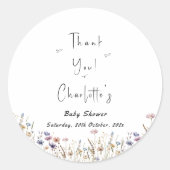 Wildblume Boho Babydusche Runder Aufkleber (Vorderseite)