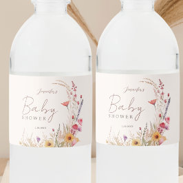 Wildblume Boho Babydusche Wasserflaschenetikett