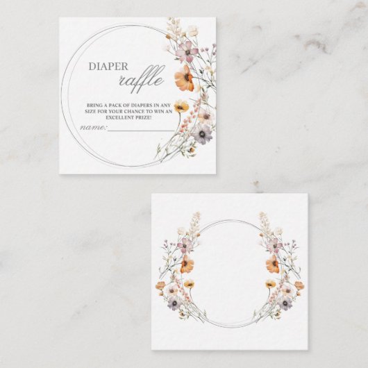 Wildblume Boho Babydusche Windelwanne Mitteilungskarte (Vorne/Hinten)