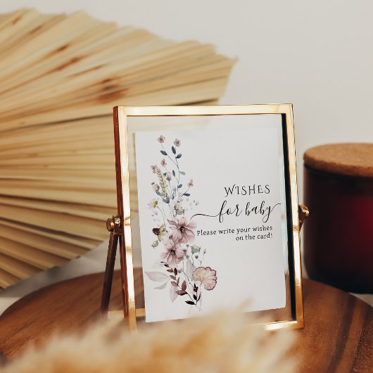 Wildblume boho Babydusche Wünsche für Baby Game Poster