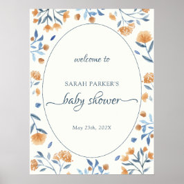 Wildblume Boho Begrüßung Babydusche Poster
