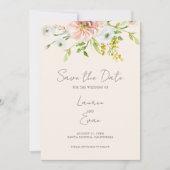 Wildblume Boho Beige Botanische Save the Date Einladung (Vorderseite)