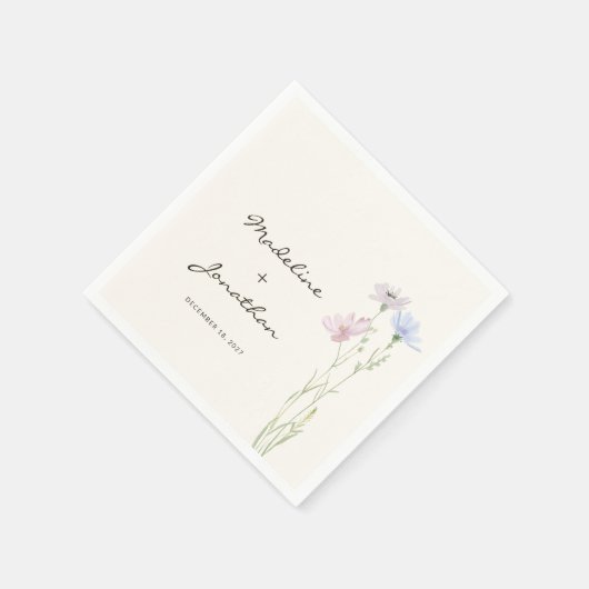 Wildblume Boho Beige Wedding Serviette (Ecke)