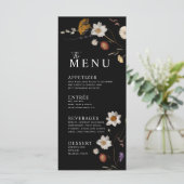Wildblume Boho Black Menu Menükarte (Stehend Vorderseite)