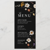 Wildblume Boho Black Menu Menükarte (Vorderseite)