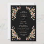 Wildblume Boho Black Wedding Einladung (Vorderseite)
