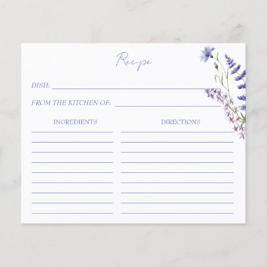 Wildblume boho Blume Rezept Karte (Vorderseite)