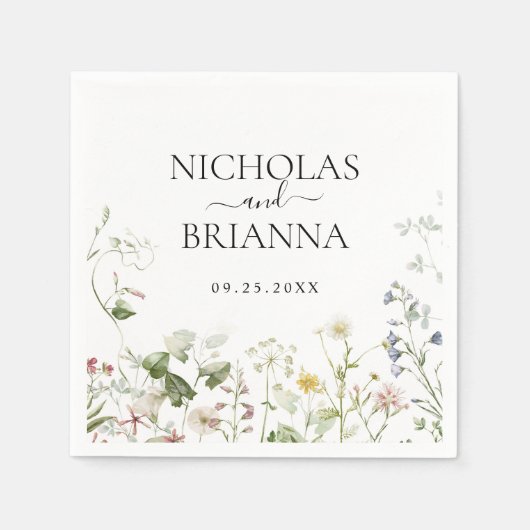 Wildblume Boho Blumengarten Hochzeit Serviette (Vorderseite)