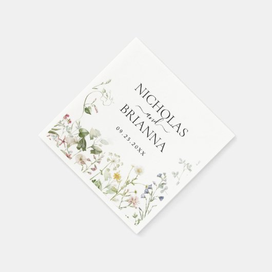 Wildblume Boho Blumengarten Hochzeit Serviette (Ecke)