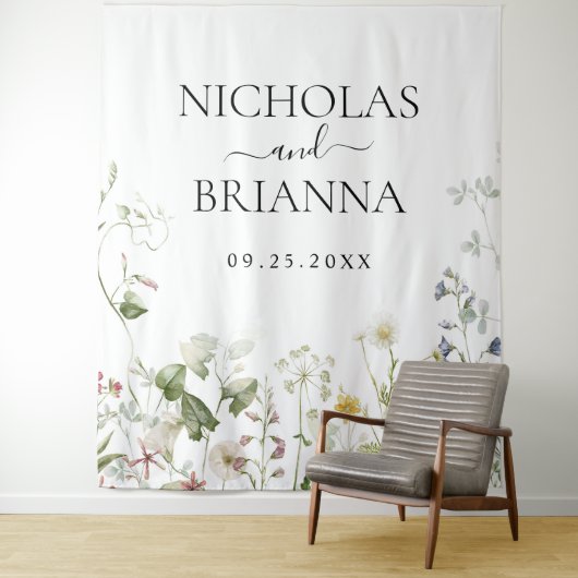 Wildblume Boho Blumengarten Hochzeit Wandteppich (Beispiel)