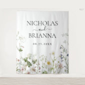 Wildblume Boho Blumengarten Hochzeit Wandteppich (Vorderseite)