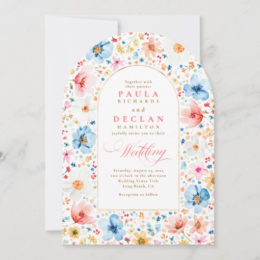 Wildblume Boho Blumengarten Hochzeitstag Foto Einladung (Vorderseite)